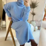New 2025 Autumn Winter Sweater Dress Women Japanese y2k Turtleneck Long Sleeve Thicken Loose Knitted Long Dresses Hot Sale - Image 3