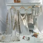 5pcs Floral Print Long Sleeve Robe Cami Dress Cami Top Ruffle Hem Shorts Simple Pajamas Sets for Women - Image 2