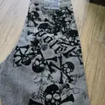 Retro New Southpole Jeans Skull Watermark Loose Jeans Men's and Women's Y2K Harajuku Gothic Hip Hop Skateboard Pants Street Wear - Image 6